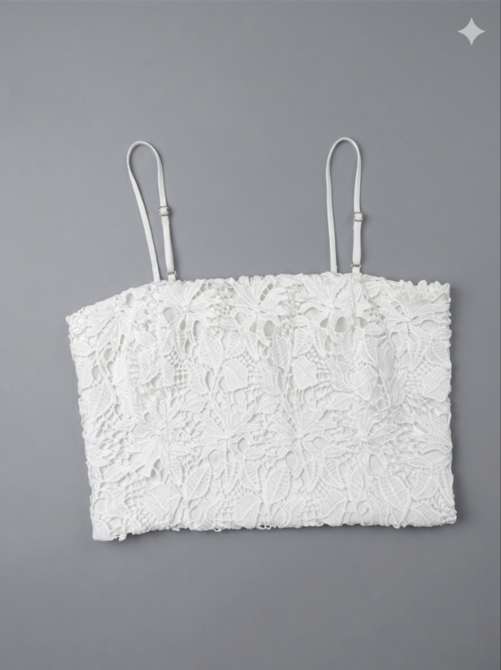 Lucy Paris Floral White Crochet Lace Smocked Cami Crop Top Large Cottagecore
